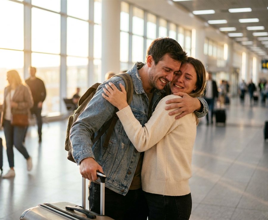 Couple reunited after a successful partner visa application